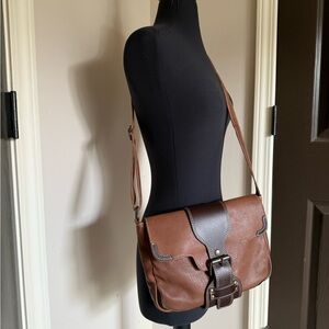 Sundance Brown Leather Messenger Bag with Dark Trim